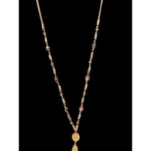 Long Beaded Chain with tassel in grey gold and mixed beads 1